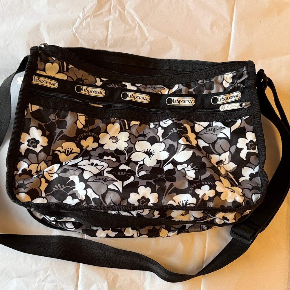 LeSportsac Floral Crossbody Bag in Black and White